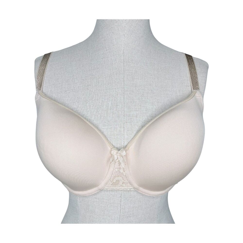 Wacoal All Dressed Up T-Shirt Bra sz 32G * Sand Beige Nude Lace Smooth Cup